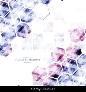 Geometric technological various hexagon digital abstract background vector design Stock Vector