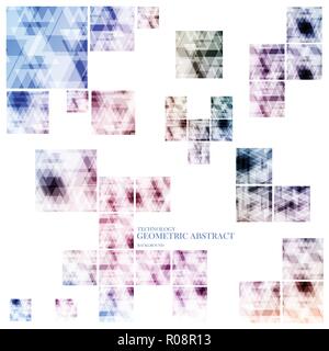 Geometric technological various square abstract background vector design Stock Vector