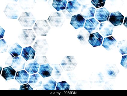 Geometric technological digital abstract modern blue hexagonal background vector design Stock Vector