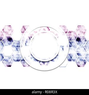Geometric technological digital abstract modern colorful hexagon template background vector design Stock Vector