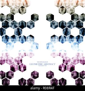 Geometric technological digital abstract modern hexagonal background vector design Stock Vector