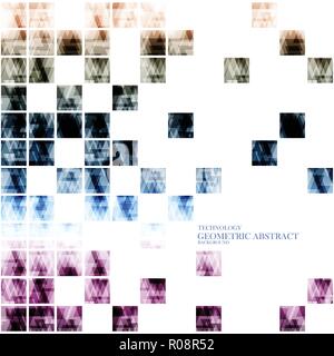 Geometric technological digital abstract modern square fragment background vector design Stock Vector