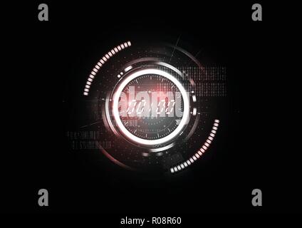 Technological abstract red light clock interface background vector design Stock Vector