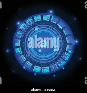 Technological communication glowing modern interface background vector design Stock Vector