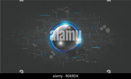Technological global circuit board modern sphere abstract background vector design Stock Vector