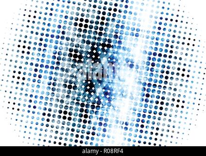 Geometric technological digital abstract modern blue circle halftone background vector design Stock Vector
