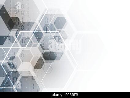 Technological communication digital modern hexagon abstract background vector design Stock Vector