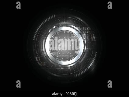 Technological abstract cybersecurity metal interface  background vector design Stock Vector