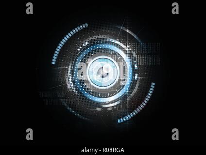 Technological abstract retina scanning concept background vector design Stock Vector