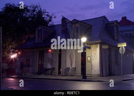 NEW ORLEANS, USA - JULY 18, 2009: Lafitte's Blacksmith Shop in New Orleans, Louisiana in the evening. A famous tourist attraction and old bar. Stock Photo