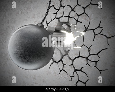 Iron ball. concept of danger and obstacle. 3d rendering Stock