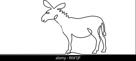 Continuous one line drawing. Donkey in modern minimalistic style. Vector illustration Stock Vector