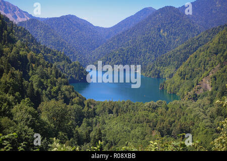 Abkhazia mountain lake Ritsa blue water beautiful landscape Stock Photo