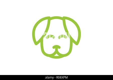 Dog care silhouette head, Healthy pet mono line logo design Stock Vector