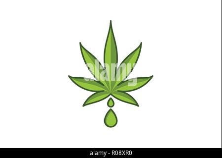 Cannabis leaf marijuana and drop water logo design Stock Vector