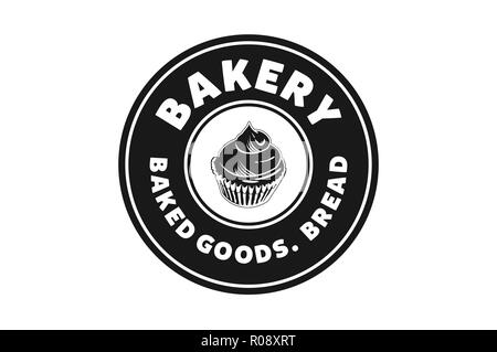 cupcake bakery rounded label vintage logo designs Stock Vector