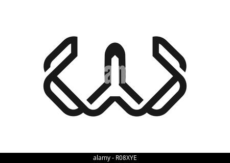 initial letter W mono line logo design inspiration Stock Vector