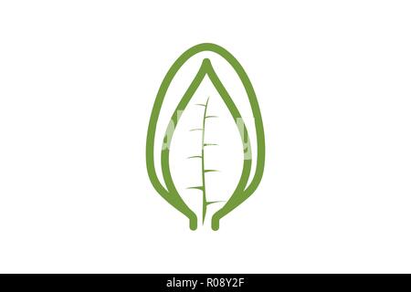 spoon, leaf healthy food logo design Stock Vector