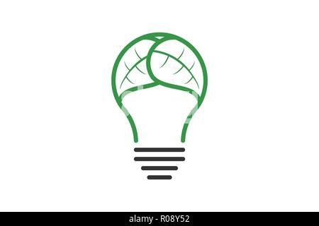 Bulb and leaf logo design inspiration Stock Vector