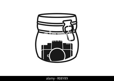 Jar and photography icon logo design inspiration Stock Vector