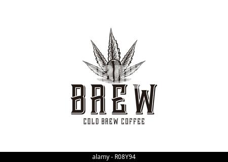 brewing, marijuana leaf and coffee logo Designs Inspiration Isolated on White Background Stock Vector