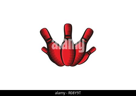 hand drawn bowling pin logo Designs Inspiration Isolated on White Background Stock Vector