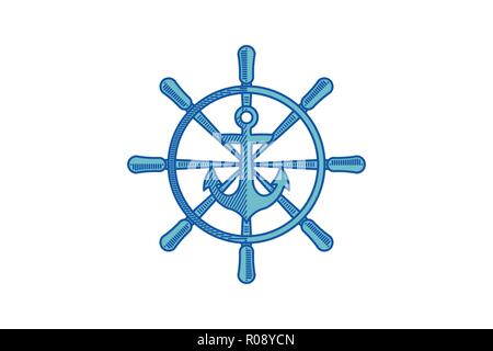 Nautical and anchor, maritime and seafood restaurant logo Designs Inspiration Isolated on White Background Stock Vector