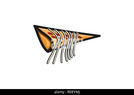 Pizza and noodle logo Designs Inspiration Isolated on White Background Stock Vector