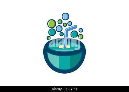 coconut and bubble logo Designs Inspiration Isolated on White Background Stock Vector