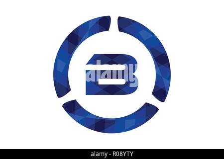 Initial B, Blue Color triangle rounds logo Designs Inspiration Isolated on White Background Stock Vector
