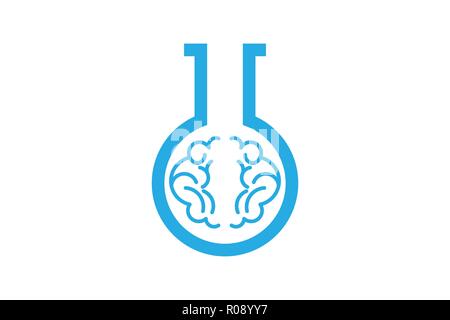 Glass tube and Brain Lab logo Designs Inspiration Isolated on White Background Stock Vector