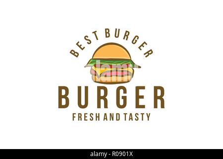 Vintage burger logo Designs Inspiration Isolated on White Background Stock Vector