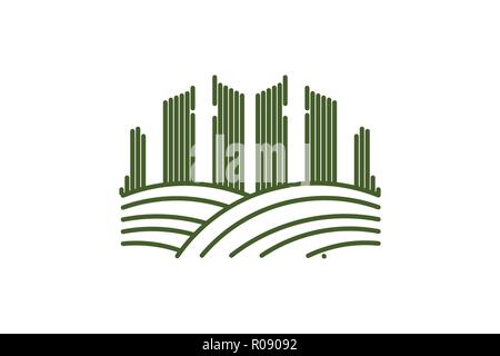 mono line city town landscape logo Designs Inspiration Isolated on White Background Stock Vector
