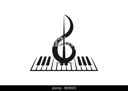 piano, violin, musical logo Designs Inspiration Isolated on White Background Stock Vector