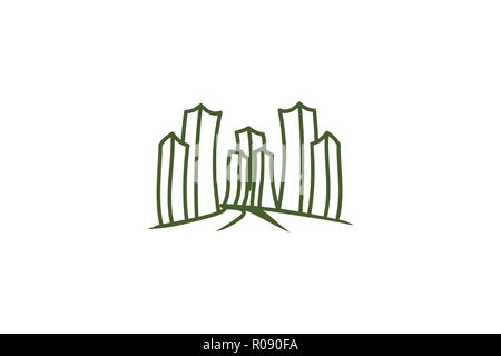 mono line city town logo Designs Inspiration Isolated on White Background Stock Vector