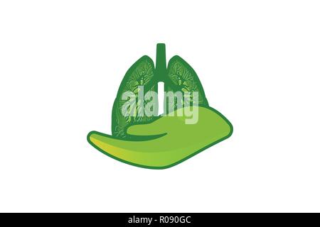 green lung care logo Designs Inspiration Isolated on White Background Stock Vector