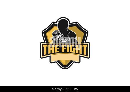 muay thai, boxing badge logo design inspiration Isolated On white Backgrounds Stock Vector