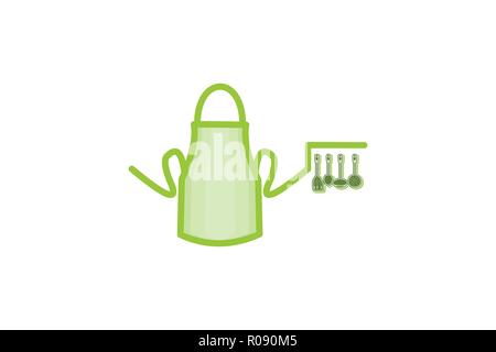 Apron and Kitchen tool Logo design inspiration Isolated On white Backgrounds Stock Vector
