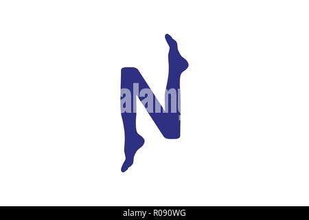 letter N and feet acupuncture logo designs Inspiration Isolated on White Background Stock Vector