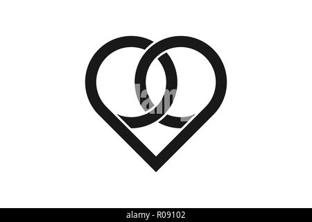 Love and couple ring logo Designs Inspiration Isolated on White Background Stock Vector