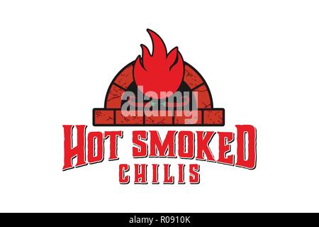 Hot smoked Fire Logo barbeque Designs Inspiration Isolated on White Background Stock Vector