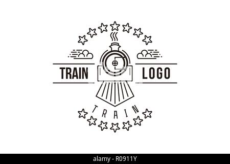 vintage mono line train logo Designs Inspiration Isolated on White Background Stock Vector