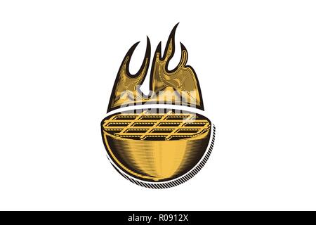hand drawn barbecue grills logo Designs Inspiration Isolated on White Background Stock Vector