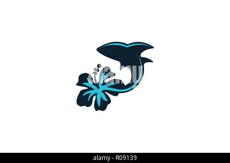 dolphin and flower logo Designs Inspiration Isolated on White Background Stock Vector