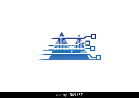 digital mountain technology logo Designs Inspiration Isolated on White Background Stock Vector