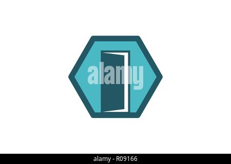 opened door logo Designs Inspiration Isolated on White Background Stock Vector