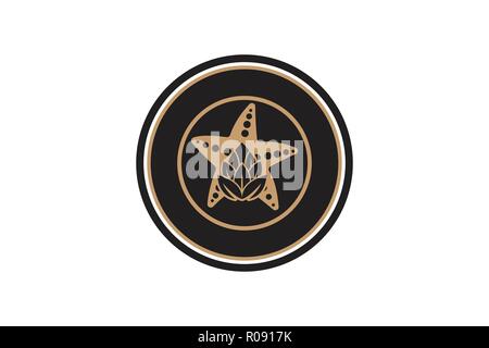 star fish and hop emblem, brewing logo Designs Inspiration Isolated on White Background Stock Vector