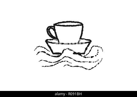 ship, mug, coffee shop logo Designs Inspiration Isolated on White Background Stock Vector