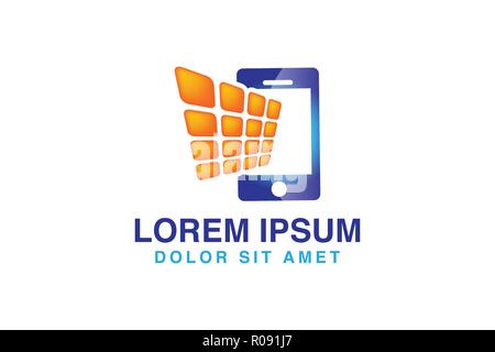 phone, solar panel logo Designs Inspiration Isolated on White Background Stock Vector
