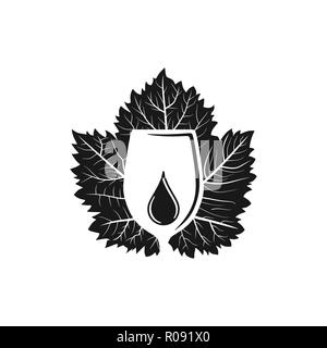 Mint Leaf Drop Shape Concept Logo. Stock Vector - Illustration of